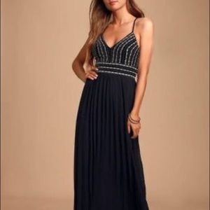 Formal Black Dress with Embroidery Detail